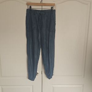 Blue Ankle Cropped Casual Pants